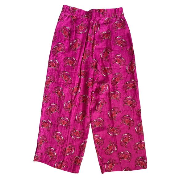 J. Crew Ratti King Crab Linen Wide Leg High Rise Pants Pink Size 8 - Picture 4 of 11